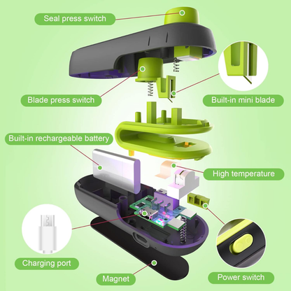 Sellador de bolsas compacto carga USB