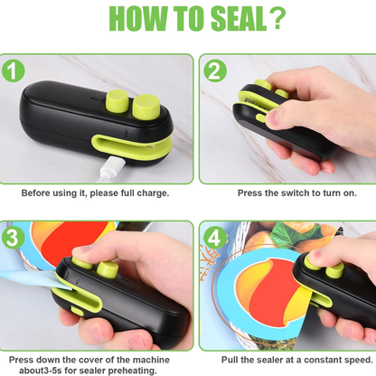 Sellador de bolsas compacto carga USB