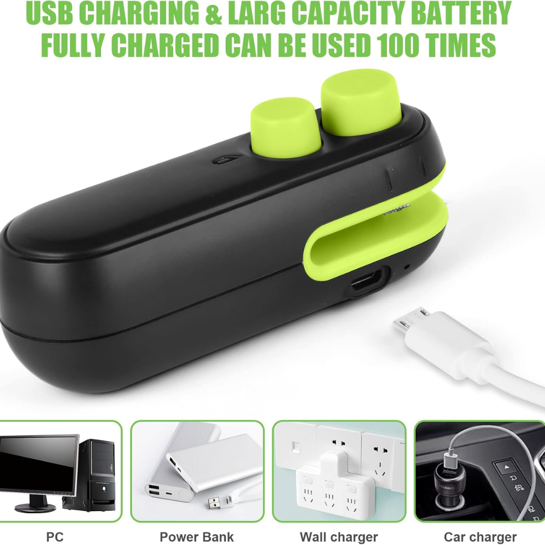 Sellador de bolsas compacto carga USB