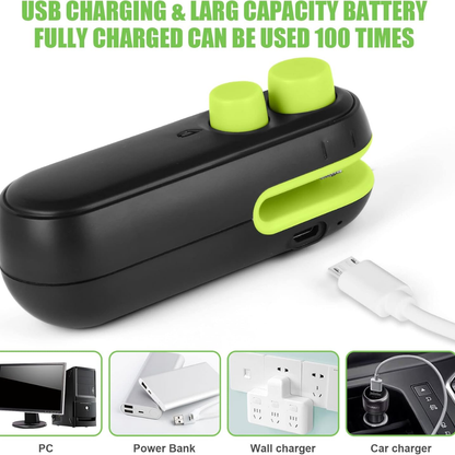 Sellador de bolsas compacto carga USB